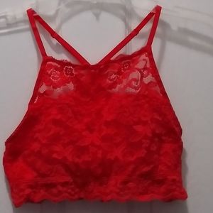 bright orange high neck lacey bralette